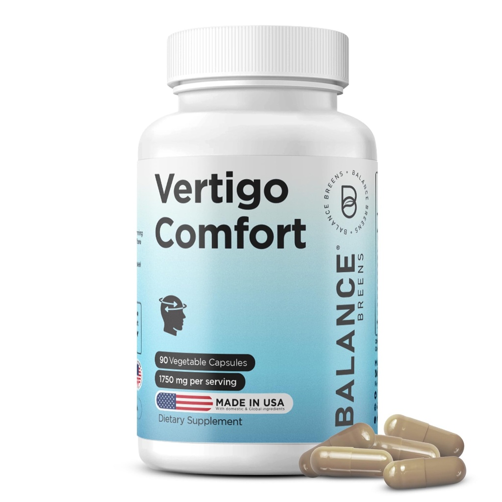 Συμπλήρωμα ανακούφισης ίλιγγου 1750mg, 90 κάψουλες - Φυσική υποστήριξη για την αδιαθεσία κίνησης, Ζάλη, εμβοές, ημικρανίες, εσωτερική ισορροπία αυτιού (πακέτο του 1)