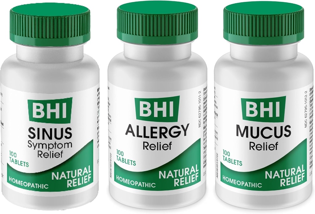 MediNatura BHI Multi Symptom Flare-Up Defense Bundle Sinus Relief Tablets (100) Mucus Relief Tablets (100) + Alergy Relief Tablets (100) Ομοιοπαθητική Ανακούφιση - Γρήγορη Δράση, Γρήγορη Διάλυση