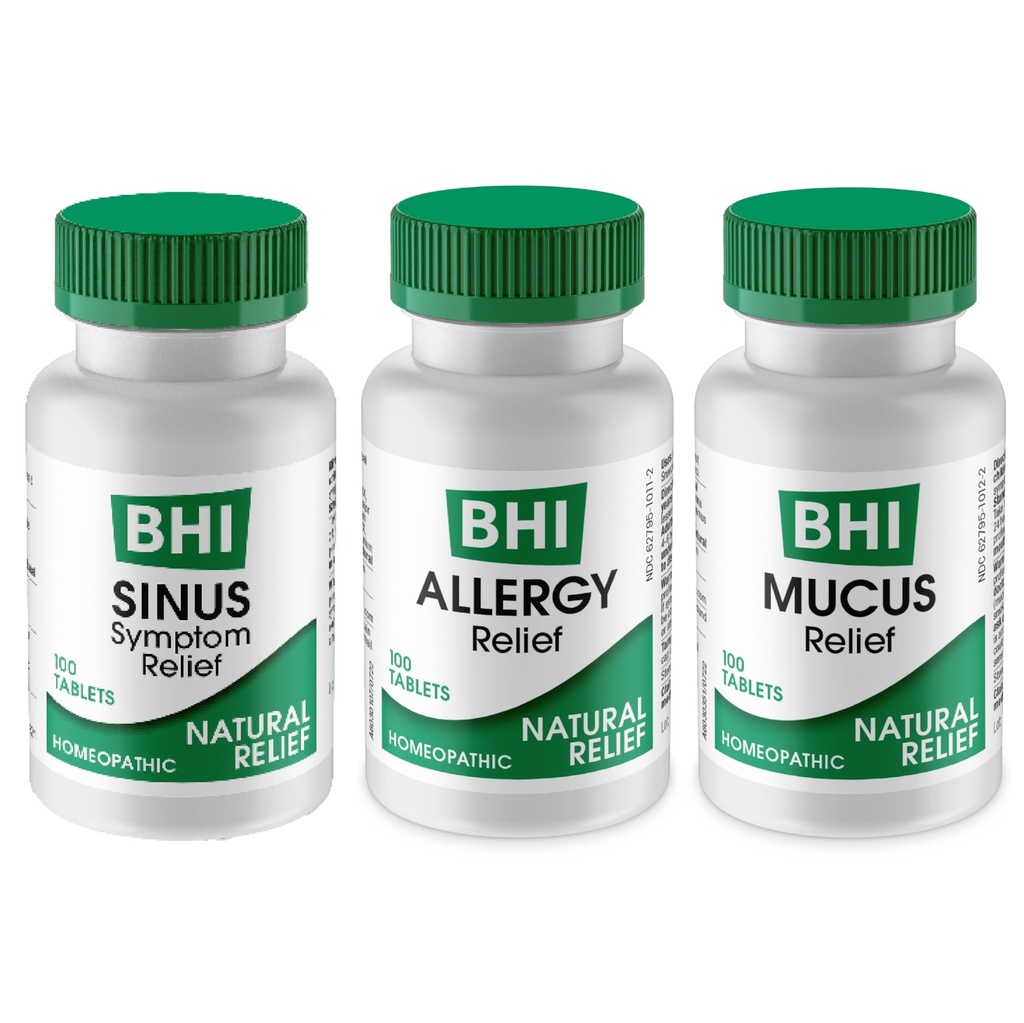 MediNatura BHI Multi Symptom Flare-Up Defense Bundle Sinus Relief Tablets (100) Mucus Relief Tablets (100) + Alergy Relief Tablets (100) Ομοιοπαθητική Ανακούφιση - Γρήγορη Δράση, Γρήγορη Διάλυση