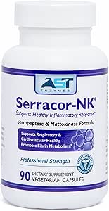 AST Enzymes Serracor-NK –Proteolytic Systemic Enzyme Formula – Contains Acid-Resistant Serrapeptase and Acid-Resistant Nattokinase – 90 Vegetarian Capsules