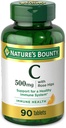 Nature's Bounty Vitamin C, Υποστήριξη για ένα υγιές ανοσοποιητικό σύστημα, 500 mg Βιταμίνη C με Rosehips, 90 Μασώμενα δισκία