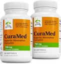 Terry Φυσικά CuraMed 750mg - Αντιοξειδωτικό συμπλήρωμα για την υγεία του εγκεφάλου και της καρδιάς - συμπλήρωμα με υψηλής ισχύος Curcumin Complex - Νεφροί, συκώτι και ανοσοποιητική υποστήριξη υγείας - 60 Softgels (πακέτο του 2)