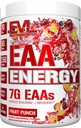 Evlution Nutrition EAA Energy - Pre & Post Workout Powder - Muscle Building & Recovery Supplement - 7g Essential Amino Acids + 5g BCAAs - Καθαρή ενέργεια - με καφεΐνη - 30 εξυπηρετούν - Fruit Punch