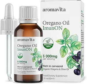 ImunON Organic Greek Oregano Oil Drops – Extra Strength 86-90% Carvacrol – Ισχυρή Ανοσοποιητική & Πεπειστική Υποστήριξη – 200 Σερβιέτες – 100% Καθαρή, Vegan, Μη Γλουτένη, Χωρίς – 1 fl oz (30 mL)