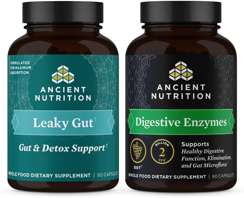 Αρχαίας Διατροφής Κάψουλες Leaky Gut, 60 Count + Digestive Enzymes Κάψουλες, 90 Count