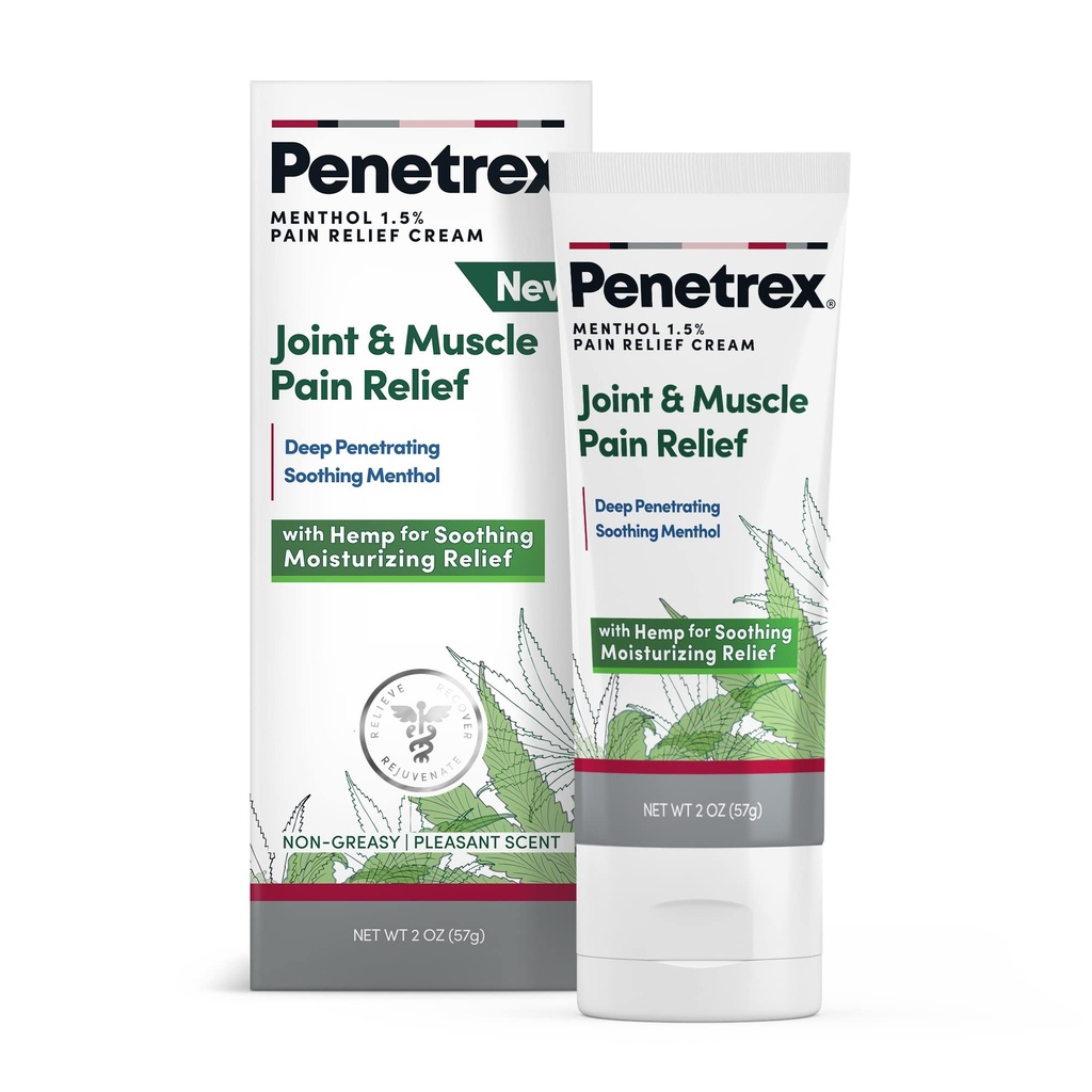 Penetrex Καταπραϋντική κρέμα ανακούφισης από αρθρώσεις & μυϊκούς πόνους με κάνναβη - Deep Penetrating Menthol, Arnica και Hemp για καταπραϋντικό, ενυδάτωση ανακούφιση - μη λιπαρή, εύκολο στην εφαρμογή, Ευχάριστη Scent- 2oz Sweezable Tube