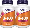 NOW Supplements, Vitamin B-100, Sustained Release, Energy Production*, Nervous System Health*, 100 Tablets (Pack of 2)