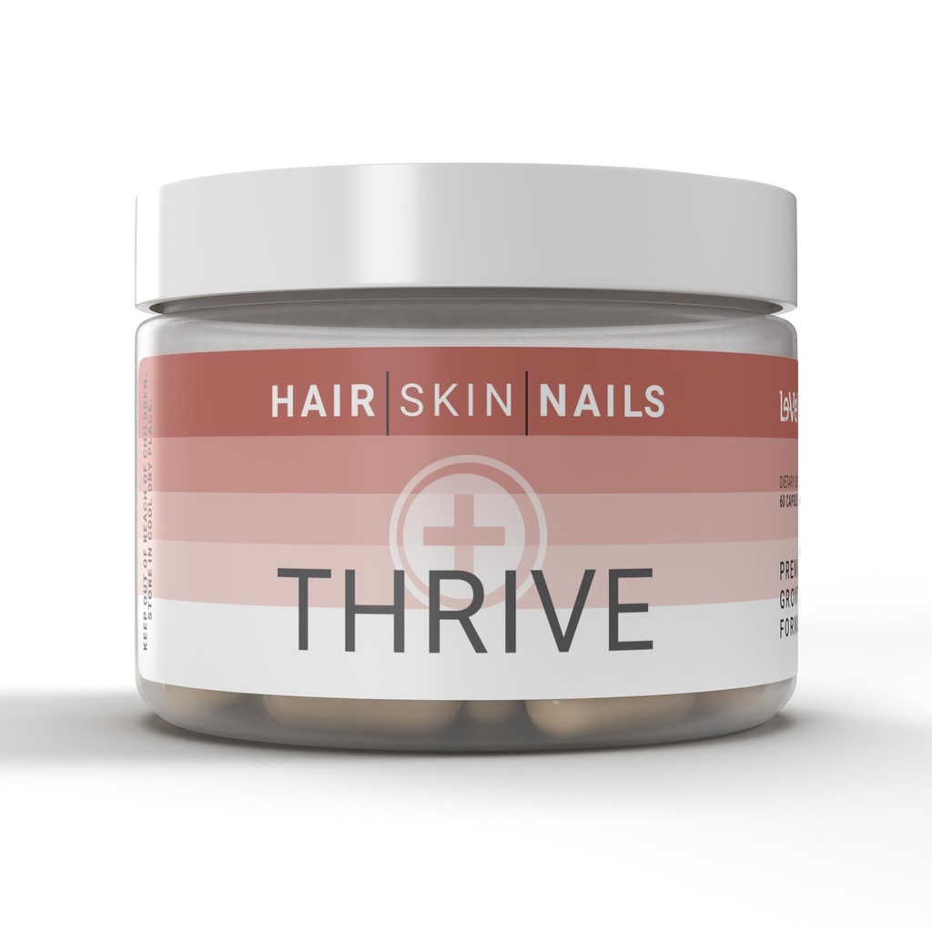 Le-Vel Thrive, Premium Collagen με Biotin 3500mcg, βιταμίνη C, ψευδάργυρος, και κουρκουμά – Μαλλιά, δέρμα, νύχια, αρθρώσεις – Υδρολυμένο θαλάσσιο κολλαγόνο, Ashwagandha, κερατίνη, οργανικό Kelp 60 κάψουλες