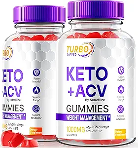 NutraRize (2 Pack) Turbo Ripped Keto ACV Gummies, Official TurboRipped Keto Gummies, Apple Cider Vinegar Supplement, All Natural Keto+ACV, Premium Keto Plus ACV Gummy, Gomitas Reviews (120 Gummies)