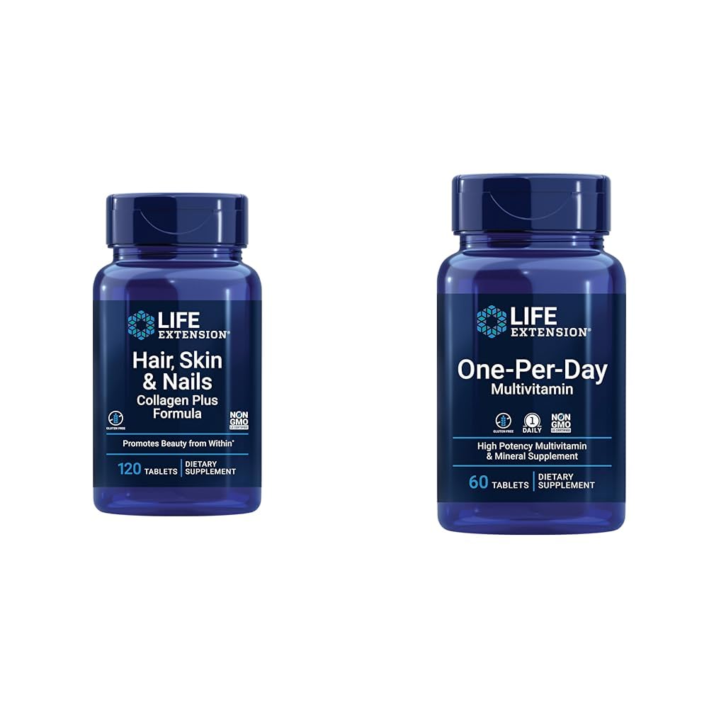 Επέκταση ζωής Hair, Skin & Nails Collagen Plus Formula με πολυβιταμίνη - 120 Count & 60 Tablets
