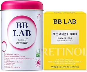 [Collagen+VIT C] K-Best Good Night Collagen, Retinol C, Powder Stick Korean Marine Collagen, Fish Collagen, Retinol Vitamin C, Fast Absorption, Fruit Flavored