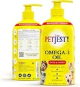 PetJesty Pure Omega 3 Oil for Dogs & Cats 26.39oz - Omega 3 Skin & Coat Υποστήριξη- Υγρό συμπλήρωμα διατροφής για κατοικίδια ζώα - Vegan pet + DHA για κοινή λειτουργία, ανοσοποιητική & καρδιακή υγεία, μη ψάρια σκυλί και γάτα