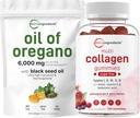 Micro Ingredients Oil of Oregano Softgels 6.000mg Per Serving & Multi Collagen Peptides Gummies Bundle Pack 