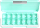 Zoksi Am Pm Pill Organizer 7 Day, Weekly Pill Box 2 φορές την ημέρα, Medicine Pill Organizer with Separate Compartment, Travel Pill Case Dispenser Φορητό για βιταμίνες, ιχθυέλαια, φάρμακα (Πράσινα)
