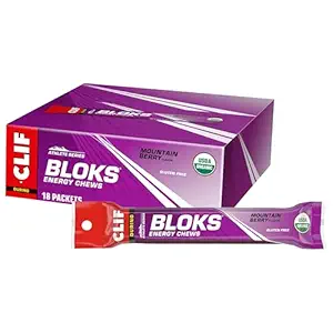CLIF BLOKS - Mountain Berry Flavor - Ενεργειακά μάσημα - Μη ΓΤΟ - Με βάση το φυτό - Γρήγορο καύσιμο για την ποδηλασία και τη λειτουργία - Γρήγορη υδατάνθρακες και ηλεκτρολύτες - 2,12 oz. (18 κόμης)