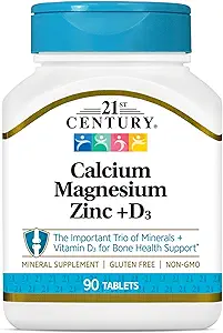21st Century Cal Mag Zinc +D Tablets, 90 Count (Pack of 2)