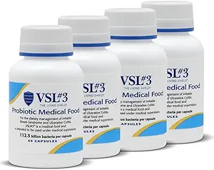 VSL #3® Probiotics for Digestive Health, IBS & UC Συμπτώματα - 112.5B CFUs, Υψηλής ισχύος, Multi-Strain, Ζωντανά, ψυκτικά προβιοτικά, Ιατρικά τρόφιμα για την υποστήριξη της υγείας των ούρων σε άνδρες & γυναίκες, 240 κάψουλες