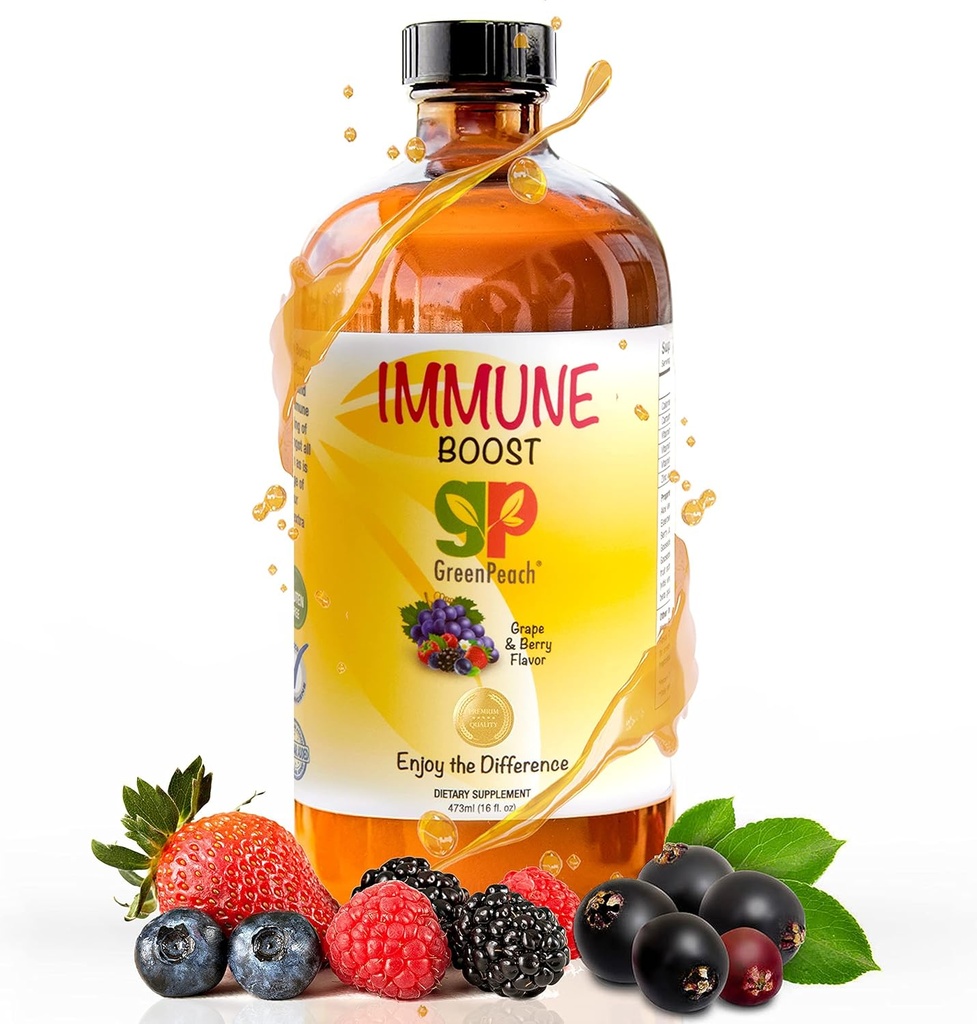 GreenPeach Liquid Immune Support for Kids – Βιολογικό Syrup Elderberry με Βιταμίνη C, D, E & Zinc 