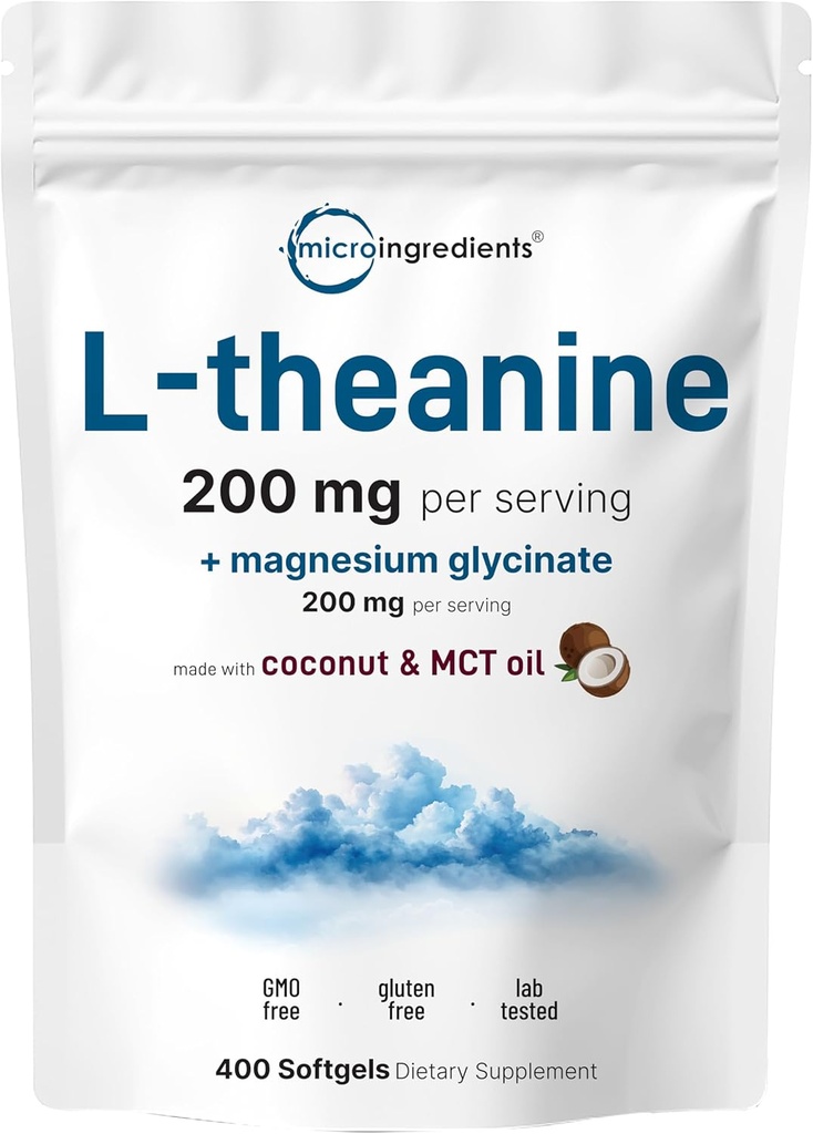L-Θεανίνη 200mg με γλυκινικό μαγνήσιο, 400 Coconut MCT Oil Softgels 