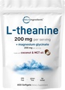 L-Theanine 200mg with Magnesium Glycinate, 400 Coconut MCT Oil Softgels | Relaxation, Focus & Muscle Support Supplement | 2-in-1 Amino Acid & Mineral Complex | Gentle Care All Day & Night