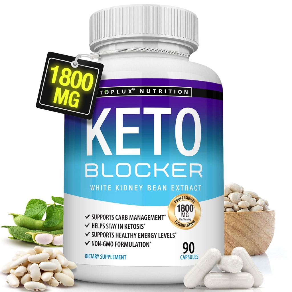 Toplux Keto Blocker Χάπια λευκό εκχύλισμα νεφρών - 1800 mg Φυσική Κέτωση, Υποστήριξη Keto Diet, για άνδρες γυναίκες, 90 κάψουλες, συμπλήρωμα