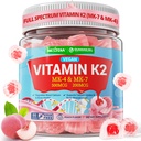 Vitamin K2 Gummies MK-7 200 mcg & MK-4 500 mcg for Women & Men Sugar Free, Perfect 2-IN-1 Full Spectrum Vitamin K2 Supplement for Bone, He-art, Promotes Calcium Absorption, Brain, Teeth, Immune,1Pack