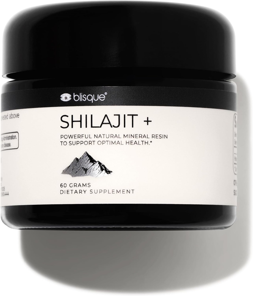 Blisque – Pure Himalayan Organic Shilajit Resin Supplement | Authentic and Natural | Golden Grade A | Contains Fulvic Acid and Trace Minerals | 60 Grams