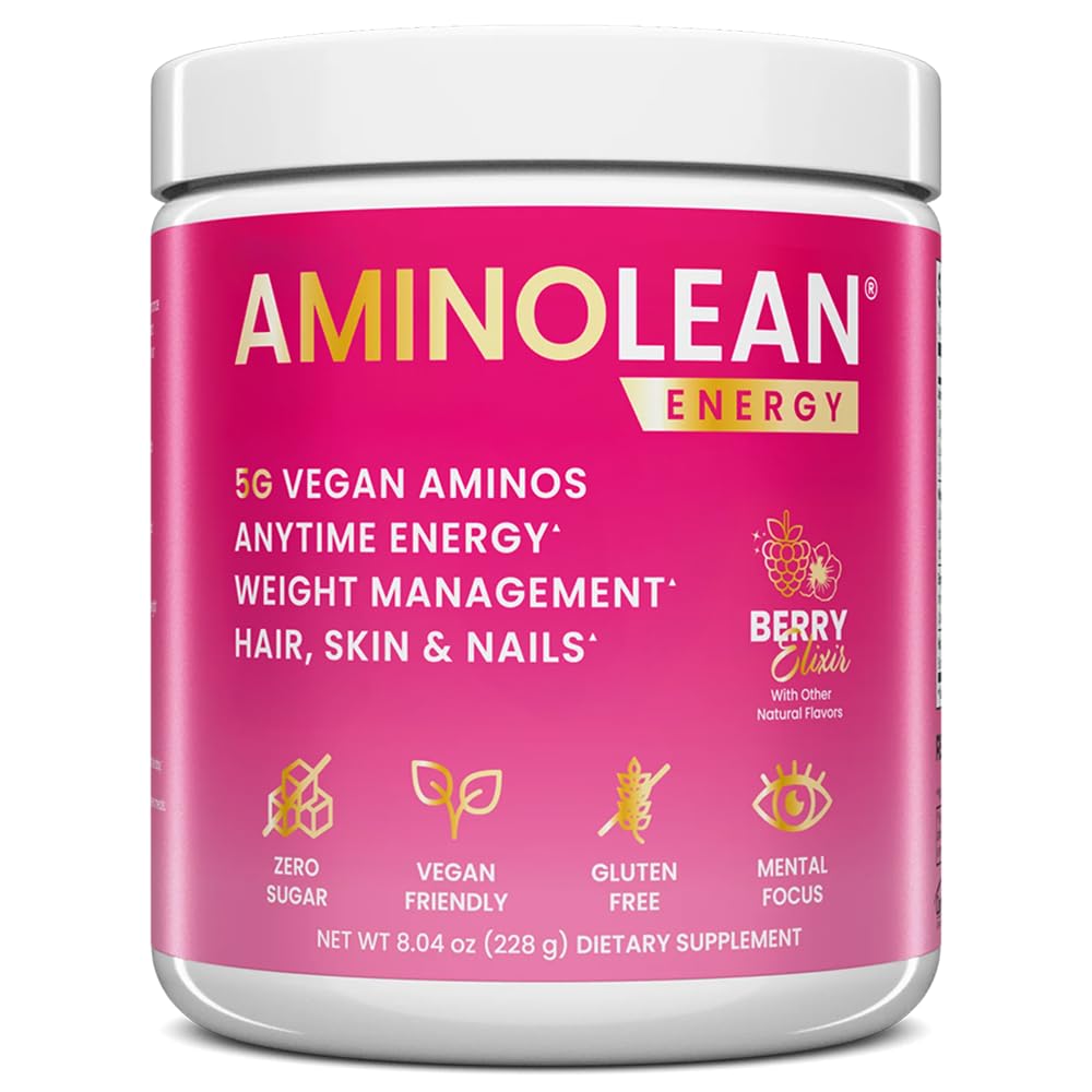 RSP NUTRITION AminoLean Προ προπόνηση, Καθαρή ενέργεια με καμία Jitters, Tingles ή Crash, Vegan φιλικό με προστιθέμενη βιοτίνη για τα μαλλιά, το δέρμα, τα νύχια, Berry Elixir, 30 εξυπηρετούν