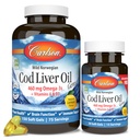 Carlson - Cod Liver Oil Gems, 460 mg Omega-3s, Plus Βιταμίνες Α και D3, Wild Caught Norwegian Arctic Cod, Sustainablely Sourced Nordic Fish Oil Caps, Lemon, 150 + 30 Softgels