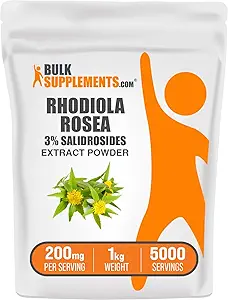BulkSupplements.com Rhodiola Extract Powder - 3% Salidrosides, Rhodiola Rosea Extract - Βότανο συμπλήρωμα, Χωρίς γλουτένη, 200mg ανά Σερβίρισμα, 1kg (2,2 lbs) (Συσκευασία των 1)