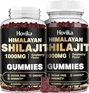 Shilajit Gummies 1000mg for Men & Women - Shilajit Gummies with 85+ Trace Minerals, Ashwagandha, Turmeric, Black Pepper - Energy & Immune Support - Sugar Free Raspberry Flavor 60 Count