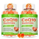 2 Συσκευασίες CoQ10 Gummies 250 mg, Plus Omega-3, Μαγνήσιο, Βιταμίνη B12 για Κυτταρική Ενέργεια, Εγκεφαλικό & Αντιοξειδωτικό, 5X Καλύτερη Απορρόφηση Συνένζυμο Q10 Συμπλήρωμα - 120 Cts