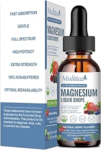 Magnesium Glycinate Liquid Drop - Triple Absorption Supplement to Support Nerves, Sleep, Calm, Heart, Muscles * -Sugar-Free with Potassium, L-Theanine, Sea Moss，Vitamin B,C,D3, K2-1Pack