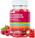 Κάλιο Μαγνήσιο Gummies - Υψηλή Απορρόφηση Μαγνήσιο Γλυκινικό & Κιτρικό Κάλιο Plus Συνένζυμο Q10, DHA, D3, Ορυκτό & Ασβέστιο για Zzz, Κνήμες Πόδι & Μύες - 60 Βατόμουρο Gummies