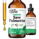 Wild & Organic Saw Palmetto Tincture - Saw Palmetto συμπλήρωμα εκχύλισμα για άνδρες & γυναίκες - Υγρή σκόνη με βάση σταγόνες - Serenoa Repens μούρα - Vegan, ζάχαρη & αλκοόλ-ελεύθερο - 4 fl oz