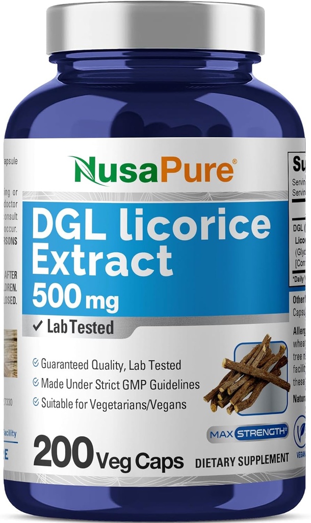 NusaPure DGL Licorice Extract 500 mg 200 κάψουλες Veggie (Vegan, Non-GMO)