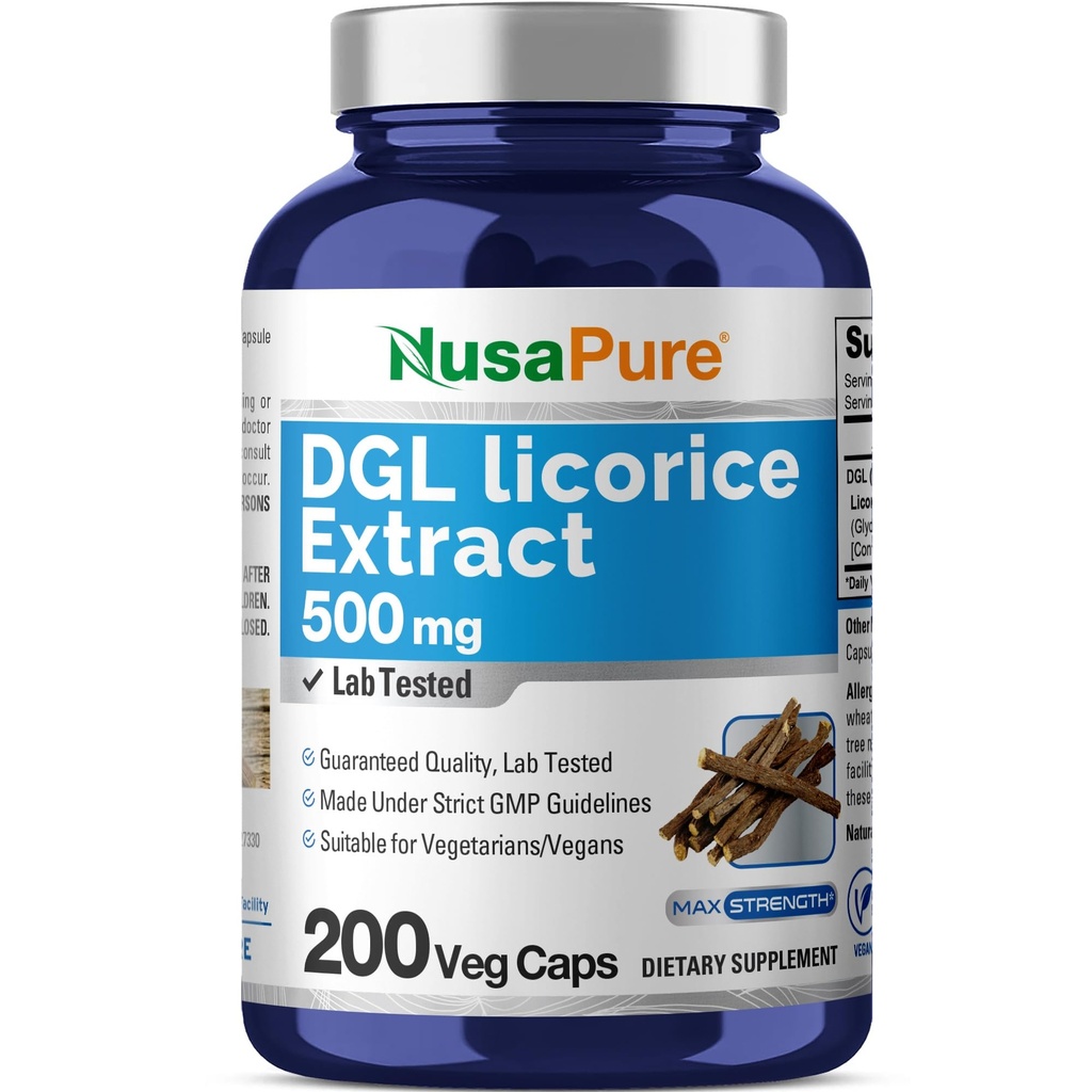 NusaPure DGL Licorice Extract 500 mg 200 κάψουλες Veggie (Vegan, Non-GMO)