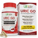 #1 URIC GO Uric Acid Cleanse Support Supplement for G.O.U.T - Natural Kidney Cleanse Detox Formula Chanca Piedra, Celery Seed, Tart Cherry, Cranberry, Pomegranate, Turmeric, Vegan Non-GMO 60 Capsules