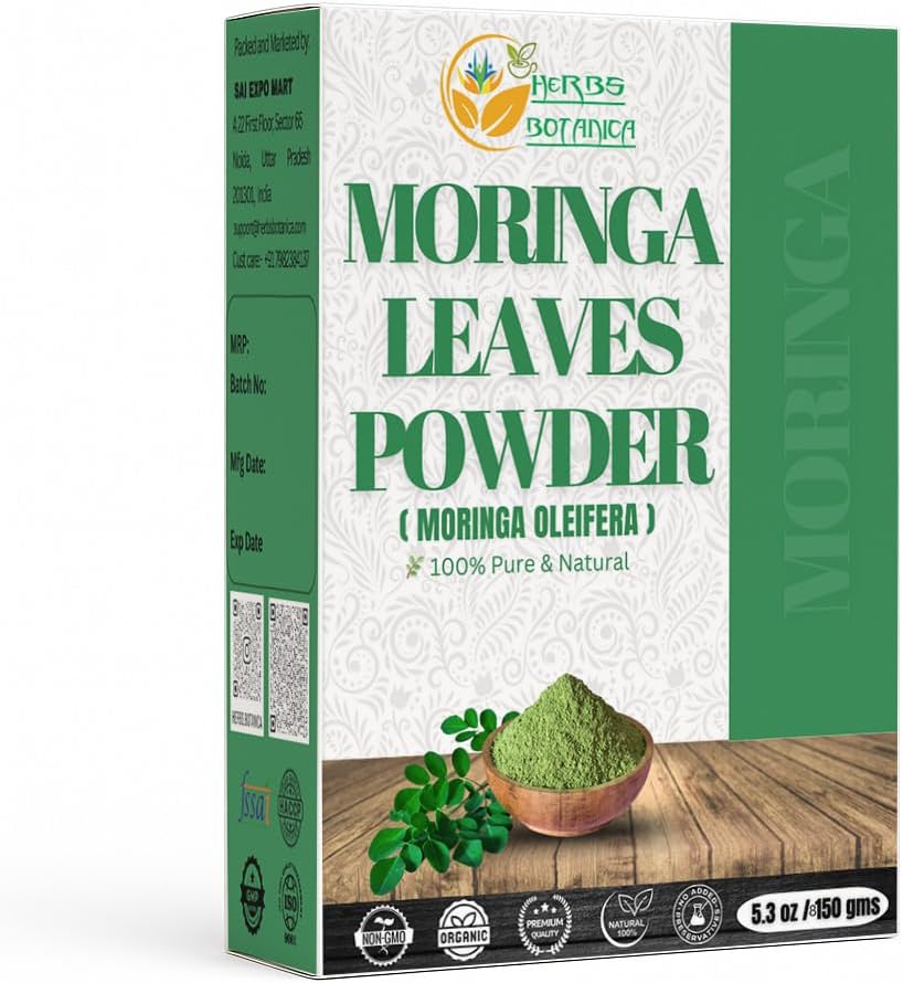 Βότανα Botanica Moringa Leaf Powder Leaves oleifera Pure Premium ινδική σκόνη Φυσικό φρέσκο πρωϊνό ποτό Βιταμίνες και ανοσοποιητική βιταμίνη Superfoods 5.3oz Συσκευασία