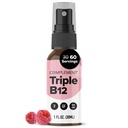 Συμπλήρωμα Vegan Βιταμίνη Τρίκλινο B12 Υγρό Spray- 1500 mcg Blend (60 Servings) Βατόμουρο Γεύσεις Ενισχυμένη απορρόφηση, ενέργεια, διάθεση, νευρικό σύστημα, Γνωστική λειτουργία για τα παιδιά & ενήλικες