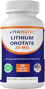 Vitamatic Lithium Orotate 20mg, 90 Κάψουλες - Veggie Caps, Μη ΓΤΟ, Χωρίς γλουτένη