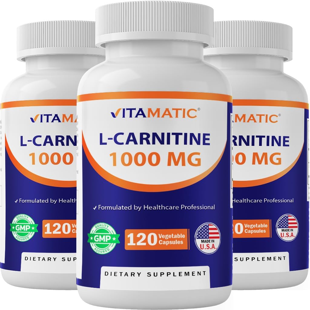 Vitamatic L-καρνιτίνη Φουμαρικό 1000 mg - 120 κάψουλες λαχανικών (3 φιάλες)