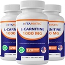 Vitamatic L-καρνιτίνη Φουμαρικό 1000 mg - 120 κάψουλες λαχανικών (3 φιάλες)