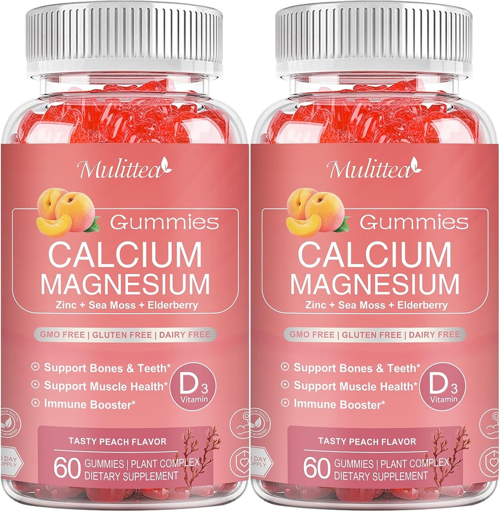 1200mg Ασβέστιο Gummies με D3,K2,Zinc - Plant Complex Μαγνήσιο Συμπλήρωμα με Γλυκινικό,Potassium,Vitamin C &Whole Natural Food for Bone & Immune Support- 120 Chewable Gummy Sugar-Free