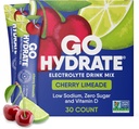 GoHydrate Low Sodium Electrolytes Powder Packets Sugar Free - Instant Hydration Daily Drink Mix - Zero Sugar Flavor Packet Singles with Vitamin D - (Cherry Limeade, 30 συσκευασίες)
