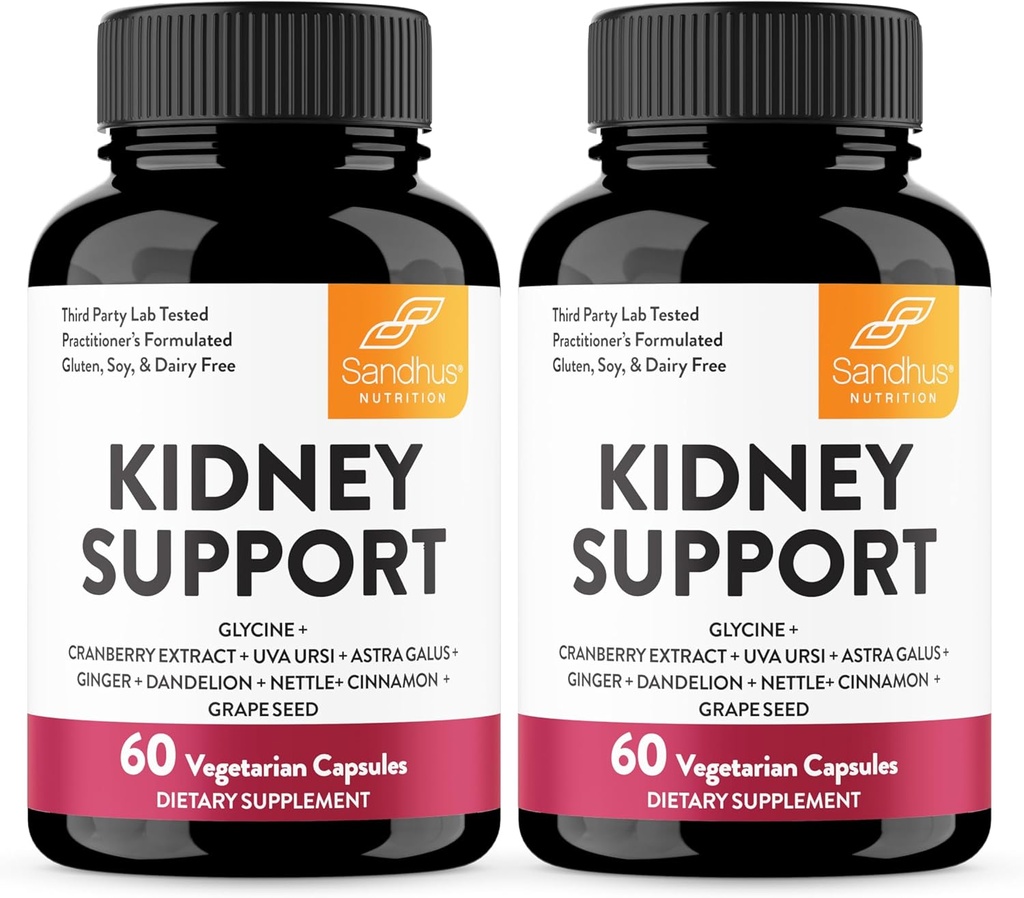 Sandhu's Kidney Cleanse Detox & Repair Support Supplement for Men and Women | with Cranberry Extract | Helps Support Kidney & Urinary Tract Health | 60 Vegetarian Capsules (Pack of 2)