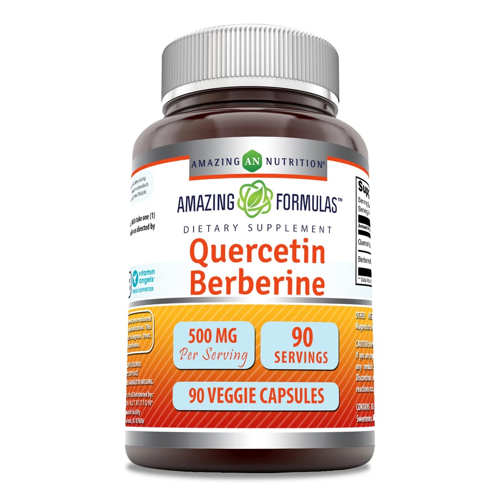 Amazing Formulas Quercetin Berberine - 250mg Μπερβερίνη και 250mg Quercetin, 90 Veggie Κάψουλες συμπλήρωμα 