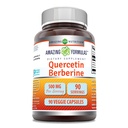 Amazing Formulas Quercetin 250 Mg & Berberine 250 Mg | Veggie Capsules Supplement | Non-GMO | Gluten-Free | Made in USA (1 Pack | 90 Count)