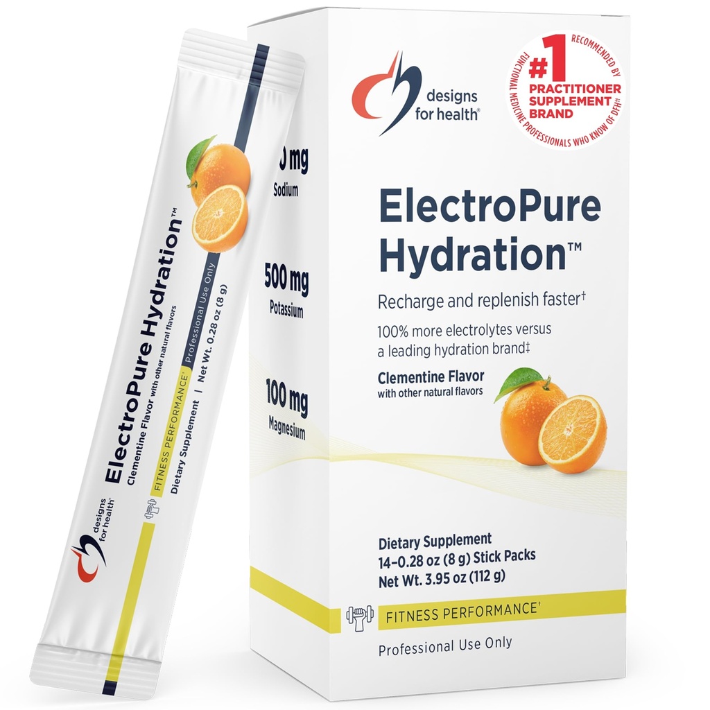 Σχέδια για την υγεία ElectroPure Hydration Packets, Clementine Flavor - Ηλεκτρολύτες Σκόνη με βιταμίνη C, μαγνήσιο, ψευδάργυρο, και κάλιο - με Stevia και Monk Sweetener φρούτων (14 Stick Packets)