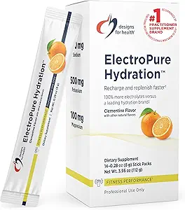 Σχέδια για την υγεία ElectroPure Hydration Packets, Clementine Flavor - Ηλεκτρολύτες Σκόνη με βιταμίνη C, μαγνήσιο, ψευδάργυρο, και κάλιο - με Stevia και Monk Sweetener φρούτων (14 Stick Packets)